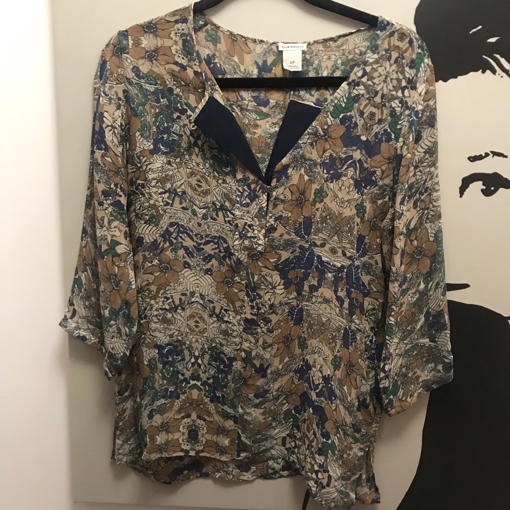 CLUB MONACO silk floral blouse